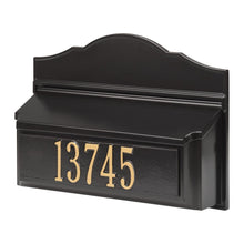 Load image into Gallery viewer, Whitehall Black w/ Gold / No Colonial Wall Mailbox Pkg 2