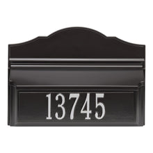 Load image into Gallery viewer, Whitehall Black w/ Silver / No Colonial Wall Mailbox Pkg 2