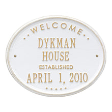 Load image into Gallery viewer, Whitehall One Line / White w/ Gold / No Welcome Oval Wall Plaque - "House"