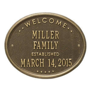 Whitehall One Line / Antique Brass / No Welcome Oval Wall Plaque - "Family"