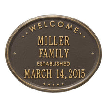 Load image into Gallery viewer, Whitehall One Line / Bronze w/ Gold / No Welcome Oval Wall Plaque - "Family"