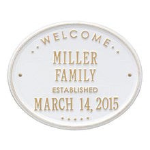 Load image into Gallery viewer, Whitehall One Line / White w/ Gold / No Welcome Oval Wall Plaque - &quot;Family&quot;

