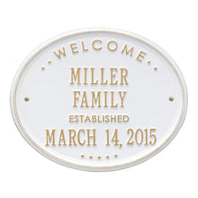 Load image into Gallery viewer, Whitehall One Line / White w/ Gold / No Welcome Oval Wall Plaque - "Family"