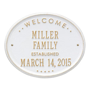 Whitehall One Line / White w/ Gold / No Welcome Oval Wall Plaque - "Family"