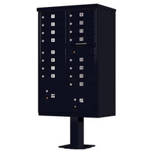 Load image into Gallery viewer, Auth Florence Cluster Boxes Black / No Vital 1570-16AF - 16 Tenant Door, 2 Parcel Lockers, Standard Style Security CBU Cluster Mailbox (Pedestal Included)