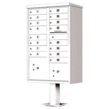 Load image into Gallery viewer, Auth Florence Cluster Boxes White / No Vital 1570-16AF - 16 Tenant Door, 2 Parcel Lockers, Standard Style Security CBU Cluster Mailbox (Pedestal Included)
