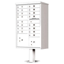 Load image into Gallery viewer, Auth Florence Cluster Boxes White / No Vital 1570-16AF - 16 Tenant Door, 2 Parcel Lockers, Standard Style Security CBU Cluster Mailbox (Pedestal Included)