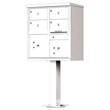 Load image into Gallery viewer, Auth Florence Cluster Boxes White / No Vital 1570-4T5 - 4 Tenant Door Standard Style CBU Mailbox (Pedestal Included)
