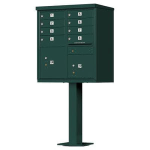 Auth Florence Cluster Boxes Forest Green / No Vital1570-8 - 8 Tenant Door, 2 Parcel Lockers, Standard Style CBU Cluster Mailbox (Pedestal Included)