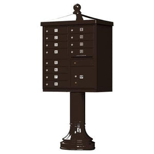 Auth Florence Cluster Boxes Vital 1570-12V2 - 12 Tenant Door, 1 Parcel Locker, Vogue Decorative Traditional Style Cap Security CBU Cluster Mailbox (Pedestal Included)