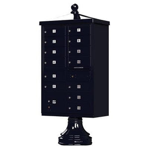 Auth Florence Cluster Boxes Vital 1570-13V2 - 13 Tenant Door, 1 Parcel Locker, Vogue Decorative Traditional Style Cap Security CBU Cluster Mailbox (Pedestal Included)
