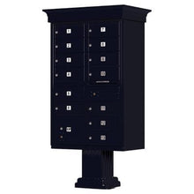 Load image into Gallery viewer, Auth Florence Cluster Boxes Black / No Vital 1570-13V - 13 Tenant Door, 1 Parcel Locker, Decorative Classic Style Cap Security CBU Cluster Mailbox (Pedestal Included)