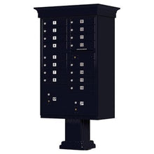 Load image into Gallery viewer, Auth Florence Cluster Boxes Black / No Vital 1570-16V - 16 Tenant Door, 2 Parcel Lockers, Decorative Classic Style Cap Security CBU Cluster Mailbox (Pedestal Included)
