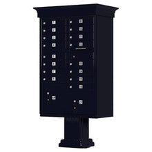 Load image into Gallery viewer, Auth Florence Cluster Boxes Black / No Vital 1570-16V - 16 Tenant Door, 2 Parcel Lockers, Decorative Classic Style Cap Security CBU Cluster Mailbox (Pedestal Included)