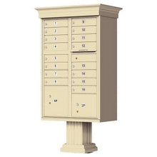 Load image into Gallery viewer, Auth Florence Cluster Boxes Sandstone / No Vital 1570-16V - 16 Tenant Door, 2 Parcel Lockers, Decorative Classic Style Cap Security CBU Cluster Mailbox (Pedestal Included)