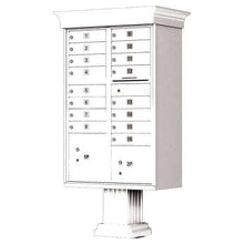 Load image into Gallery viewer, Auth Florence Cluster Boxes White / No Vital 1570-16V - 16 Tenant Door, 2 Parcel Lockers, Decorative Classic Style Cap Security CBU Cluster Mailbox (Pedestal Included)