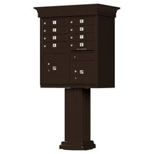 Load image into Gallery viewer, Auth Florence Cluster Boxes Dark Bronze / No Vital 1570-8V - 8 Tenant Door, 2 Parcel Lockers, Decorative Classic Style Cap Security CBU Cluster Mailbox (Pedestal Included)