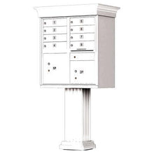 Load image into Gallery viewer, Auth Florence Cluster Boxes White / No Vital 1570-8V - 8 Tenant Door, 2 Parcel Lockers, Decorative Classic Style Cap Security CBU Cluster Mailbox (Pedestal Included)
