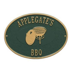 Whitehall One Line / Green w/ Gold / No Charcoal Grill Wall Plaque