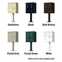 Load image into Gallery viewer, Auth Florence Cluster Boxes Vital 1570-8V - 8 Tenant Door, 2 Parcel Lockers, Decorative Classic Style Cap Security CBU Cluster Mailbox (Pedestal Included)
