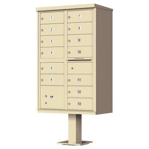 Auth Florence Cluster Boxes Vital 1570-13 - 13 Tenant Door, 1 Parcel Locker, Decorative Standard Style Security CBU Cluster Mailbox (Pedestal Included)