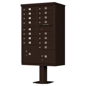 Auth Florence Cluster Boxes Vital 1570-16AF - 16 Tenant Door, 2 Parcel Lockers, Standard Style Security CBU Cluster Mailbox (Pedestal Included)