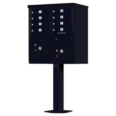 Auth Florence Cluster Boxes Black / No Vital1570-8 - 8 Tenant Door, 2 Parcel Lockers, Standard Style CBU Cluster Mailbox (Pedestal Included)