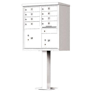 Auth Florence Cluster Boxes White / No Vital1570-8 - 8 Tenant Door, 2 Parcel Lockers, Standard Style CBU Cluster Mailbox (Pedestal Included)