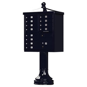 Auth Florence Cluster Boxes Vital 1570-12V2 - 12 Tenant Door, 1 Parcel Locker, Vogue Decorative Traditional Style Cap Security CBU Cluster Mailbox (Pedestal Included)