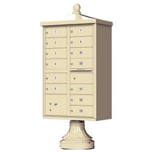 Load image into Gallery viewer, Auth Florence Cluster Boxes Sandstone / No Vital 1570-13V2 - 13 Tenant Door, 1 Parcel Locker, Vogue Decorative Traditional Style Cap Security CBU Cluster Mailbox (Pedestal Included)
