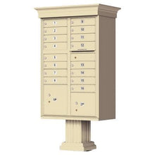 Load image into Gallery viewer, Auth Florence Cluster Boxes Sandstone / No Vital 1570-16V - 16 Tenant Door, 2 Parcel Lockers, Decorative Classic Style Cap Security CBU Cluster Mailbox (Pedestal Included)
