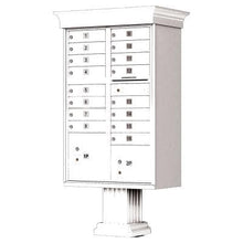 Load image into Gallery viewer, Auth Florence Cluster Boxes White / No Vital 1570-16V - 16 Tenant Door, 2 Parcel Lockers, Decorative Classic Style Cap Security CBU Cluster Mailbox (Pedestal Included)
