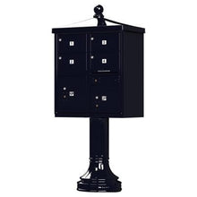 Load image into Gallery viewer, Auth Florence Cluster Boxes Black / No Vital 1570-4T5V2 - 4 Tenant Door Vogue Decorative Traditional Style Cap CBU Mailbox (Pedestal Included)
