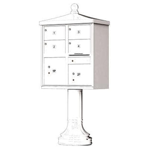Auth Florence Cluster Boxes White / No Vital 1570-4T5V2 - 4 Tenant Door Vogue Decorative Traditional Style Cap CBU Mailbox (Pedestal Included)