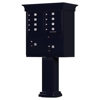 Auth Florence Cluster Boxes Black / No Vital 1570-8V - 8 Tenant Door, 2 Parcel Lockers, Decorative Classic Style Cap Security CBU Cluster Mailbox (Pedestal Included)
